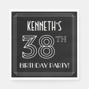 38th Birthday Party: Art Deco Style + Custom Name Napkin