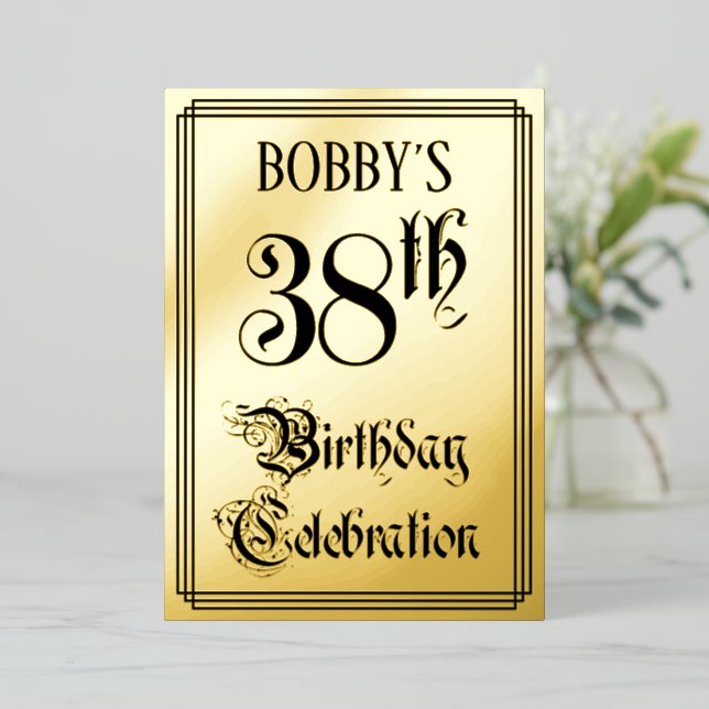 38th Birthday Party — Elegant Script + Custom Name (Standing Front)