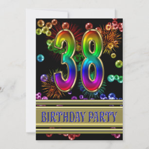 38th Birthday party Invitation with bubbles