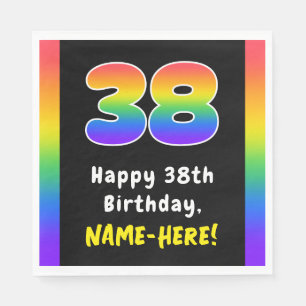 38th Birthday: Rainbow Spectrum # 38, Custom Name Napkin