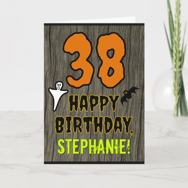 38th Birthday: Spooky Halloween Theme, Custom Name Card (Front)