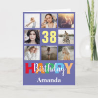 38th Happy Birthday Photo Collage Modern