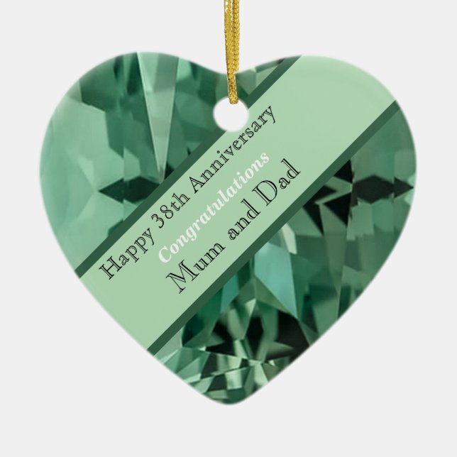 38th Wedding Anniversary Beryl Ceramic Tree Decoration (Front)