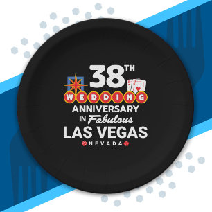 38th Wedding Anniversary Couples Las Vegas Trip Paper Plate