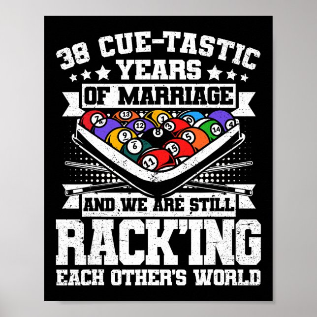 38th Wedding Anniversary Pool Billiards 38 Years M Poster (Front)