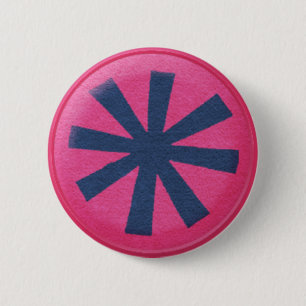 3927 DARK PINK NAVY BLUE ASTERISK GRAPHIC CIRCLE I 6 CM ROUND BADGE