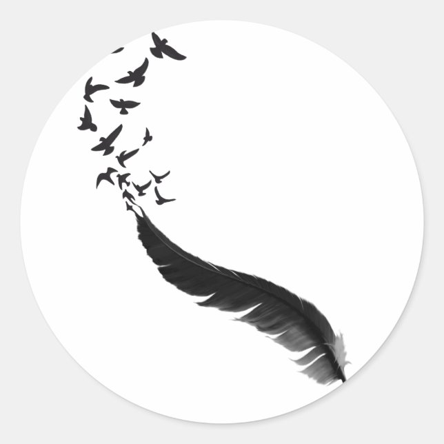 3947367_15653147_feder_voegel_orig.png classic round sticker (Front)