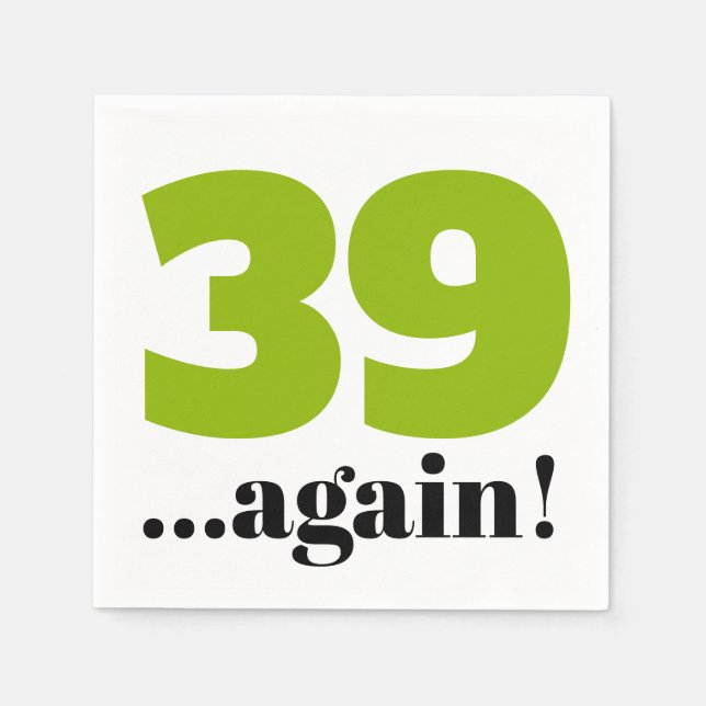 39 again apple green birthday celebration  napkin (Front)