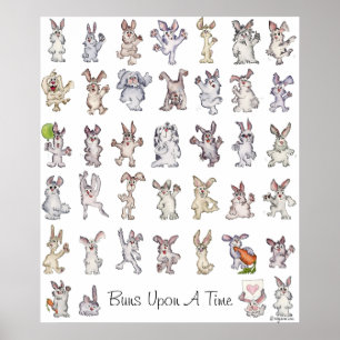 39 Cute Cartoon Rabbits Decor Nursery Poster Print