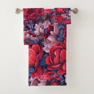 #39 Floral pattern Bath Towel Set