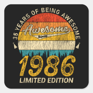39 Year Old 1986 Retro Awesome 39th Birthday Gift Square Sticker