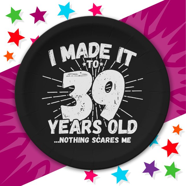 39 Year Old Sarcastic Meme Funny 39th Birthday Paper Plate (Creator Uploaded)