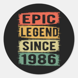 39 Years Old Bday 1986 Epic Legend 39th Birthday Classic Round Sticker