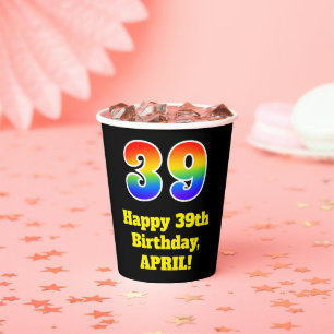 39th Birthday: Colourful, Fun, Exciting, Rainbow 3 Paper Cups
