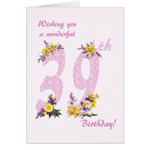 39th Birthday Flower Decorated Numbers
