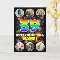39th Birthday: Fun Rainbow #, Custom Name & Photos