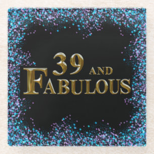 39th Birthday Glass Coaster