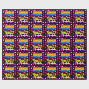 39th Birthday: Loving Hearts Pattern, Rainbow # 39 Wrapping Paper