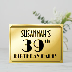 39th Birthday Party — Art Deco Look “39” + Name