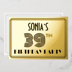39th Birthday Party — Art Deco Style “39” & Name