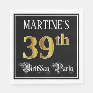 39th Birthday Party — Fancy Script, Faux Gold Look Napkin