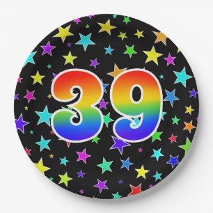 39th Event: Bold, Fun, Colorful Rainbow 39 Paper Plate