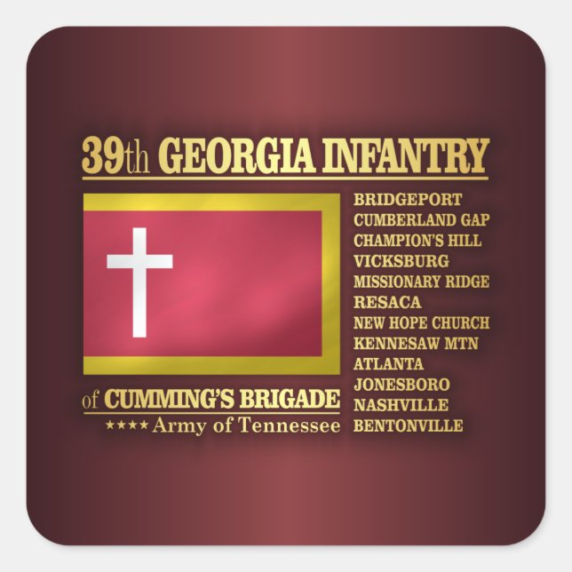 39th Georgia Infantry (BA2) Square Sticker (Front)