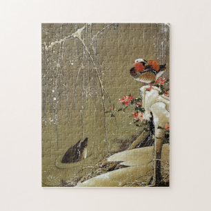 3. 雪中鴛鴦図, 若冲 Mandarin Duck in The Sn Jigsaw Puzzle