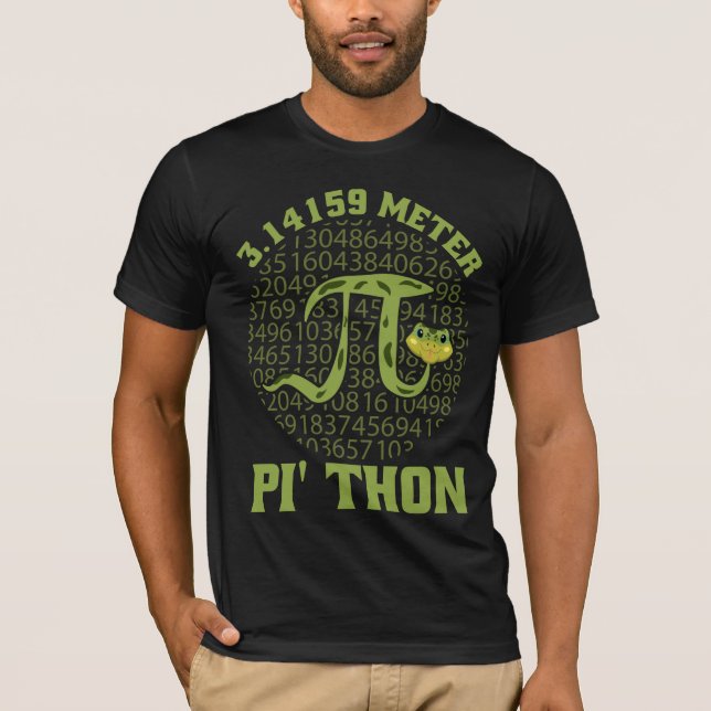 3.14159 Metre Pi-Thon Python Snake Pi Day Design T-Shirt (Front)