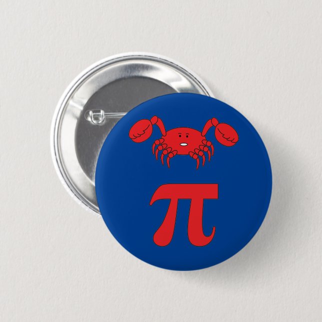 3.14 Crab Pie Pi Pun Funny Math Joke 6 Cm Round Badge (Front & Back)