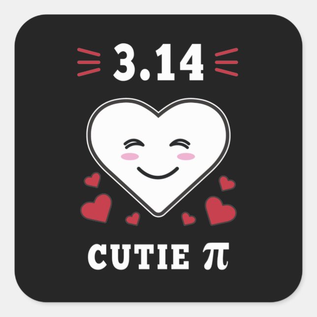 3.14 Heart Cutie Pi Funny Math Joke Square Sticker (Front)
