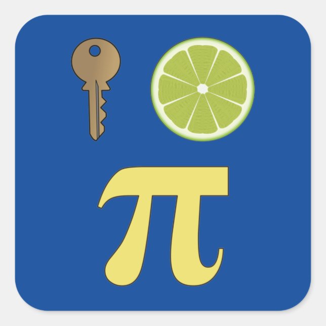3.14 Key Lime Pie Pi Pun Funny Math Joke Square Sticker (Front)