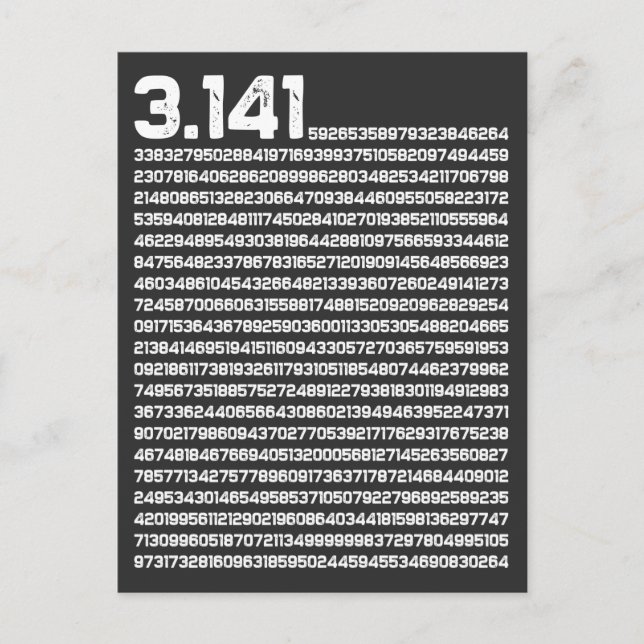 3.14 Pi Day Math Irrational Number Pi Postcard (Front)