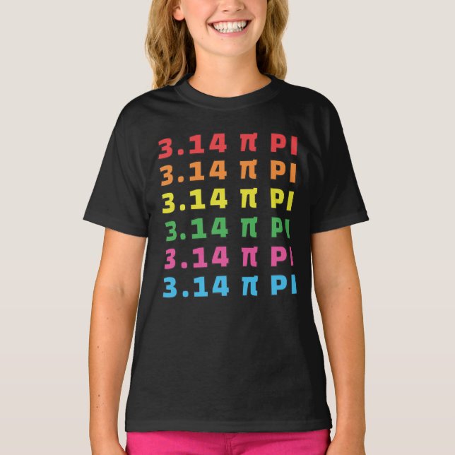 3.14 Pi Day Repeated Text T-Shirt (Front)