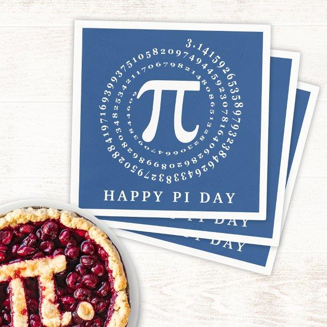 3.14 Spiral Number Blue Happy Pi Day Napkin (Creator Uploaded)