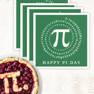 3.14 Spiral Number Happy Pi Day Green Napkin