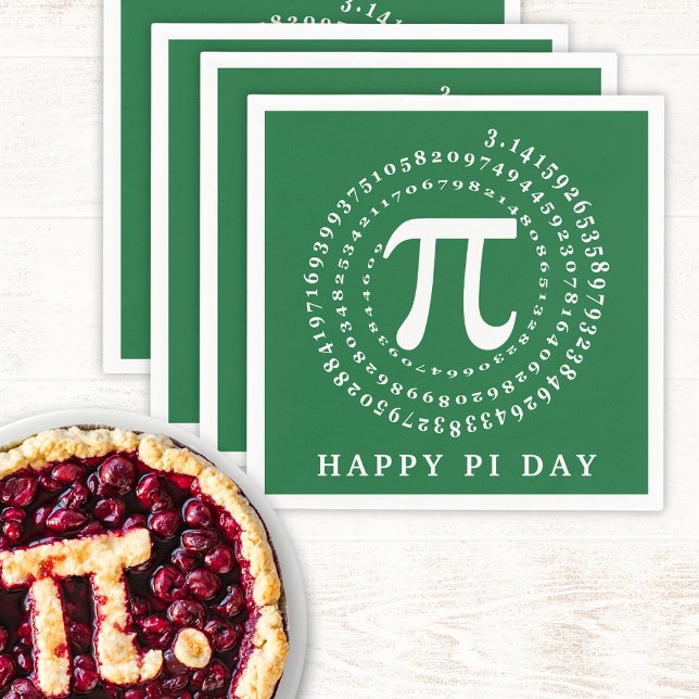 3.14 Spiral Number Happy Pi Day Green Napkin (Creator Uploaded)