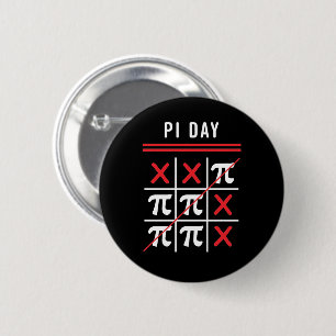 3.14 Tic-Tac-Toe Noughts And Crosses Happy Pi Day 6 Cm Round Badge
