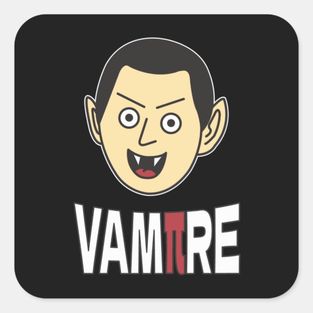 3.14 Vampire Pi Pun Funny Math Joke Square Sticker (Front)