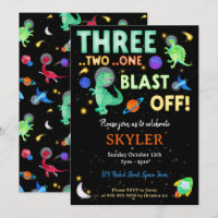 3 2 1 Blast Off Dinosaur Space 3rd Birthday