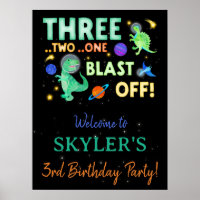 3 2 1 Blast Off Dinosaur Space Birthday Welcome