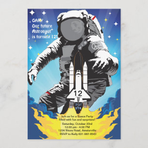 3-2-1 Takeoff Space Birthday Party Invitation