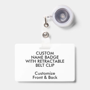 3.38" Custom Name Badge & Retractable Belt Clip ID Badge