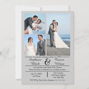 3/4 Photos Vertical Grey- Wedding Announcement