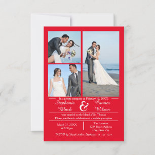 3/4 Photos Vertical Red - 3x5 Wedding Announcement