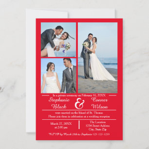 3/4 Photos Vertical Red - Wedding Announcement