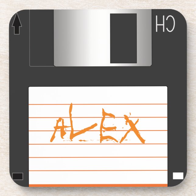 3.5 inch Floppy Discs with Label for Geek Nerds Coaster (Front)