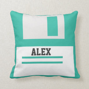 3.5 inch Floppy Discs with Label for Geek Nerds Cushion