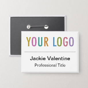 3.5 inch Pin Back Name Badge Button Company Logo