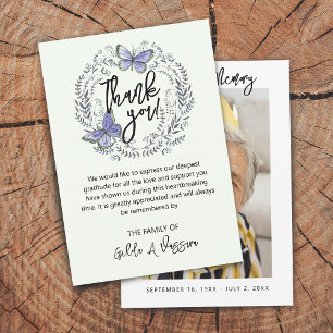 3.5"x5" Butterfly Floral Funeral Thank You Card